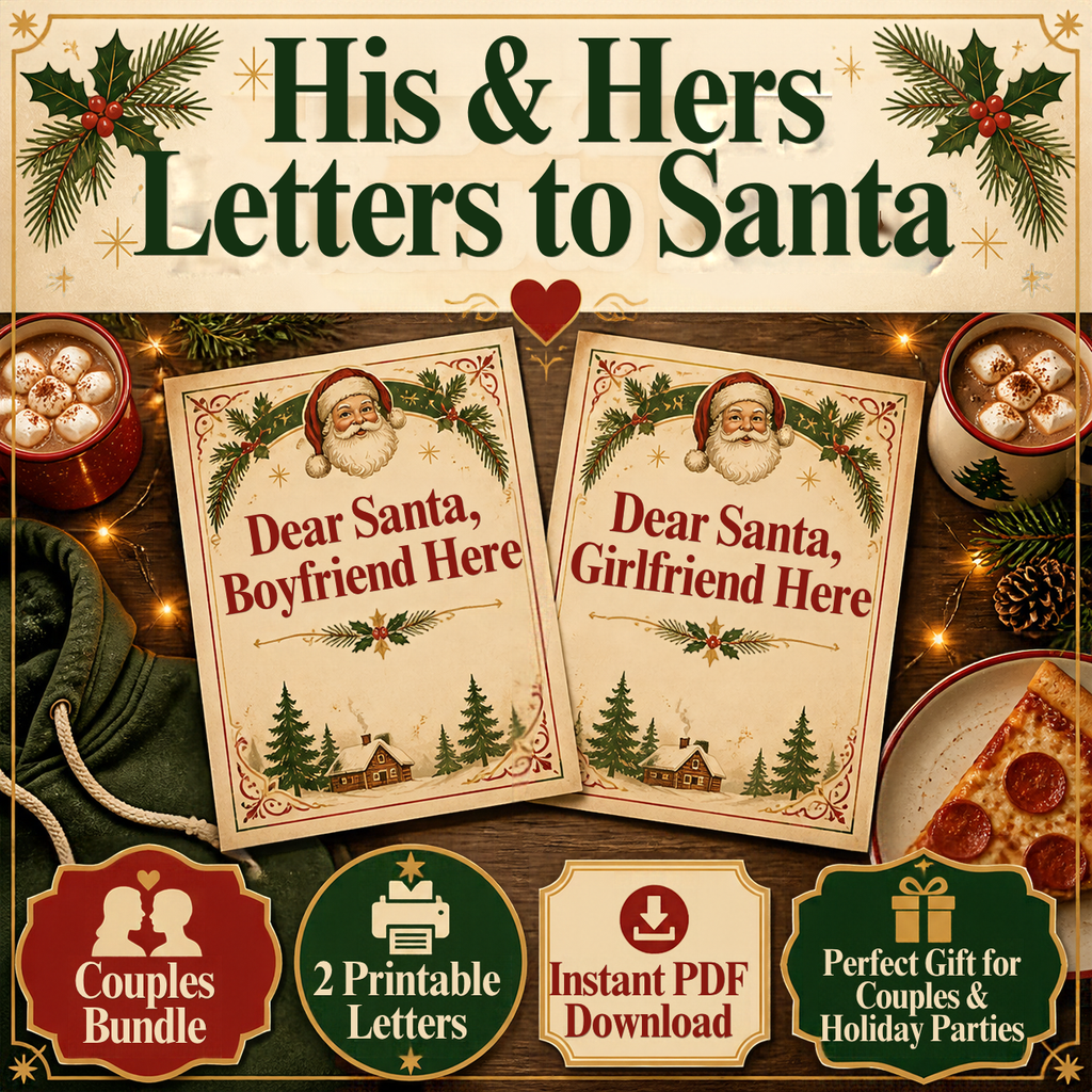 His & Hers Funny Letters to Santa – Printable PDF Bundle