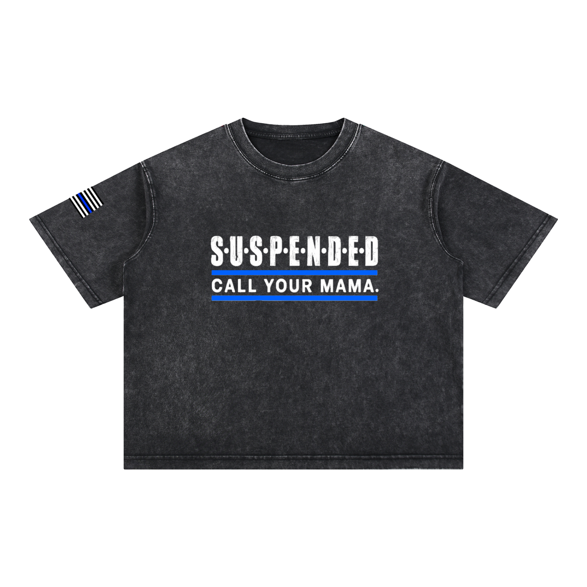 Suspended Call Your Mama mineral wash tee in black