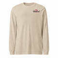 Champagne long sleeve tee front with Stay Unbothered chest logo