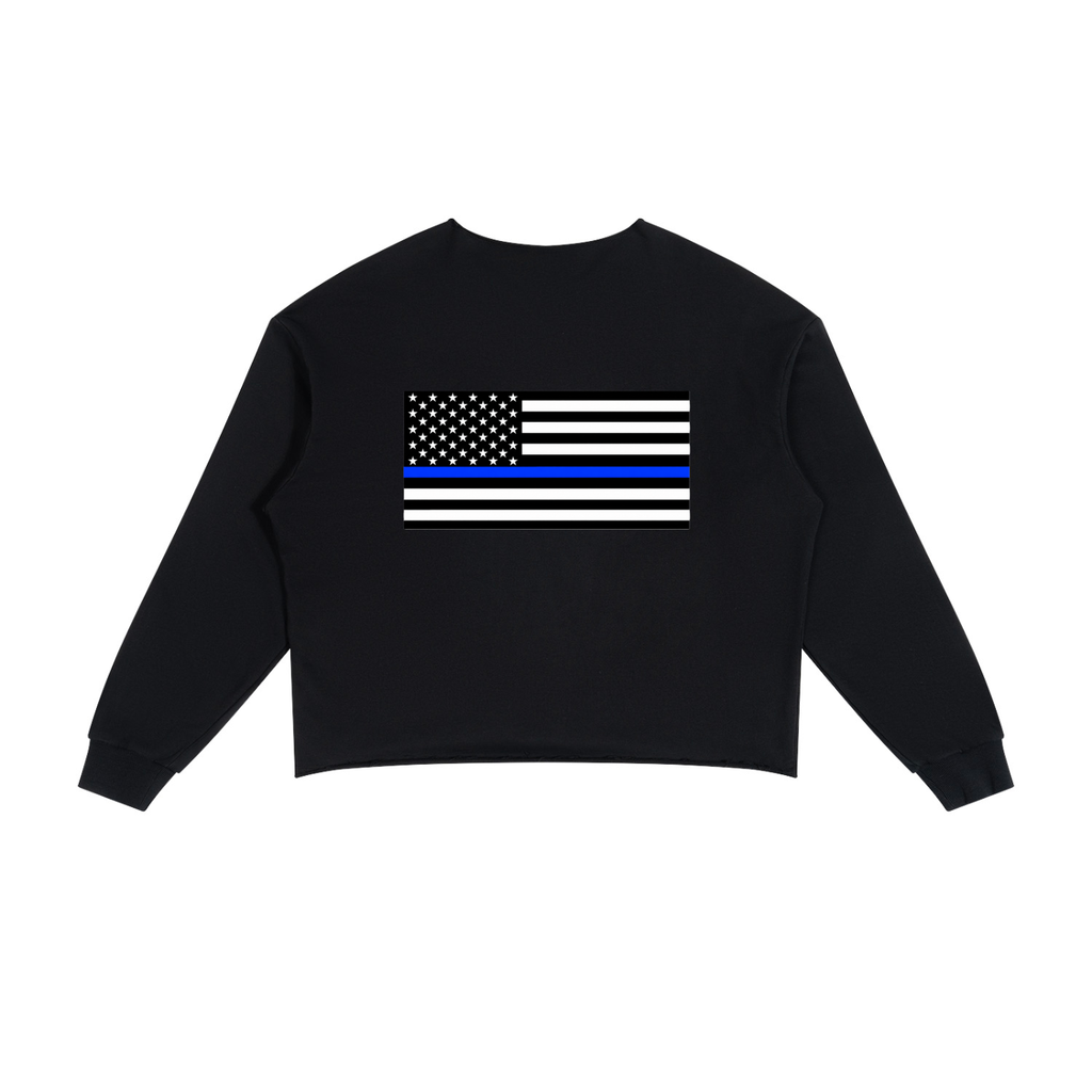Suspended Call Your Mama raw edge V-neck sweatshirt in black, alternate view