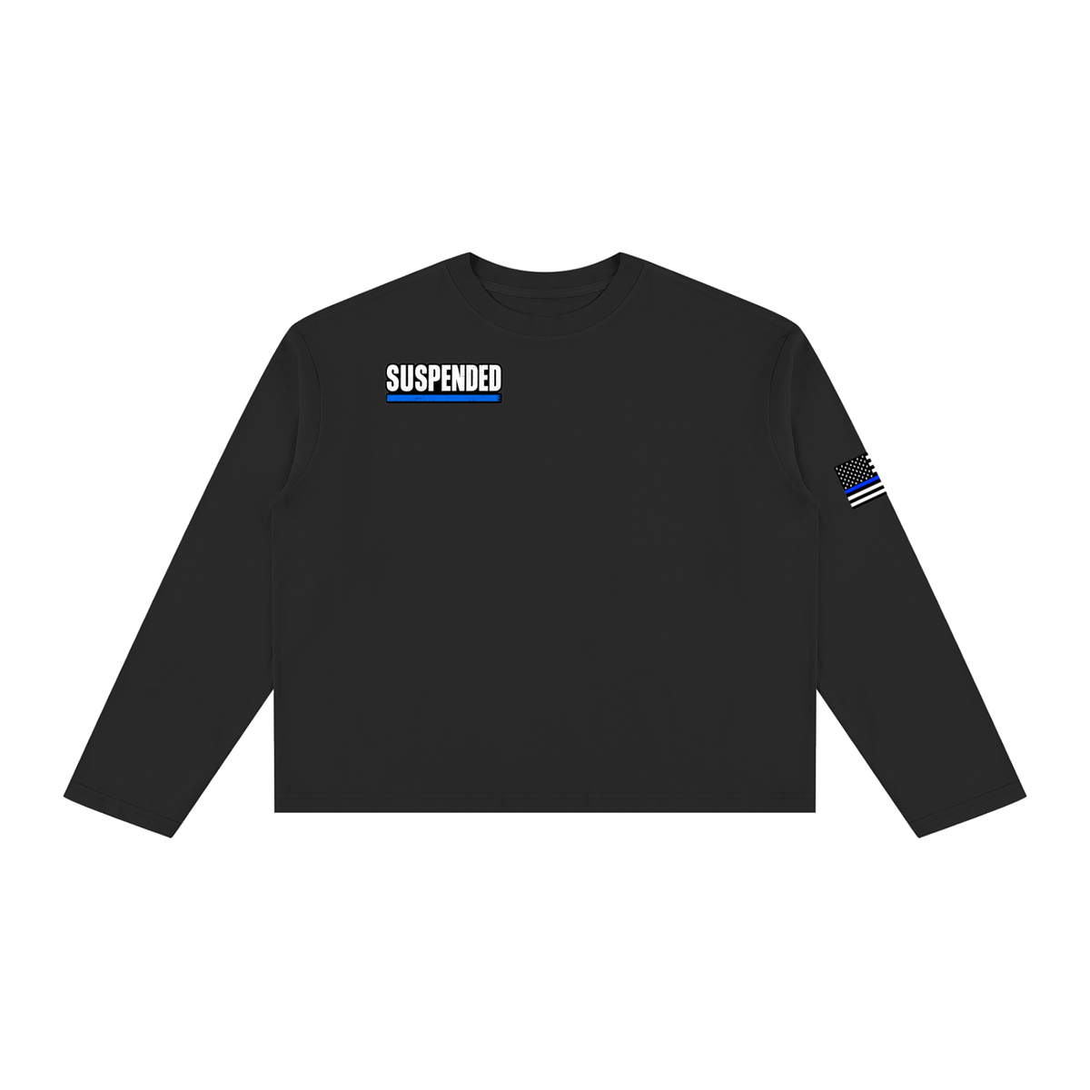 Suspended Call Your Mama vintage wash long sleeve tee in black