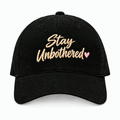 Stay Unbothered black baseball hat with champagne embroidery